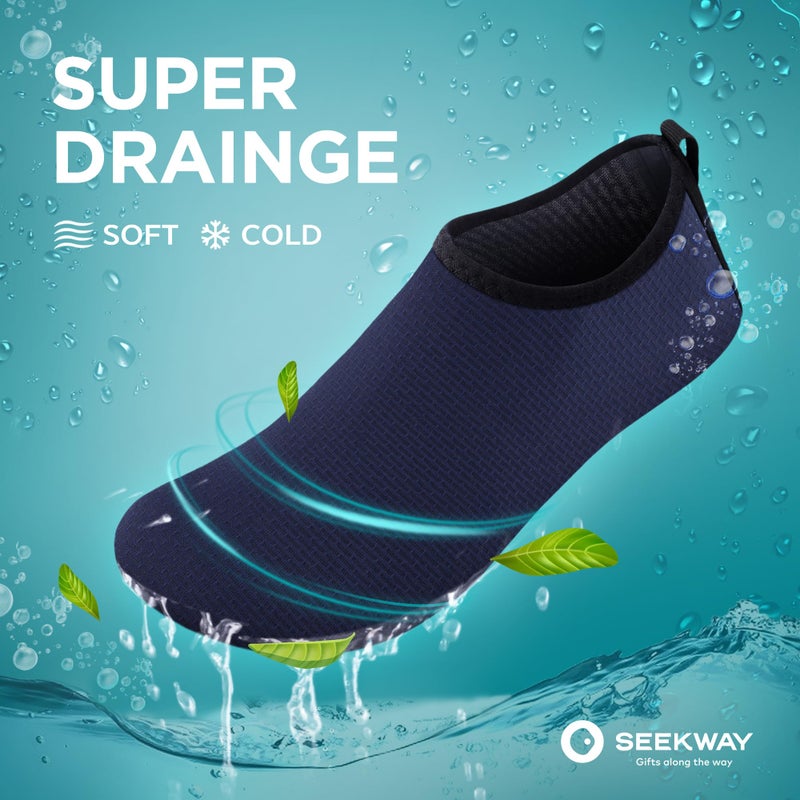 SEEKWAY Water Shoes Quick-Dry Aqua Socks Barefoot Slip-on for Beach Pool Swim River Yoga Lake Surf Women Men Blue SK001 - Image 4